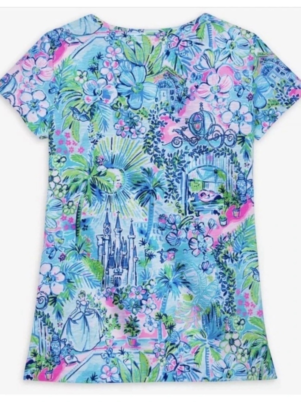 Lilly Pulitzer Meredith Tee (Multi Lilly Loves Cinderella) Blue & Pink Medium